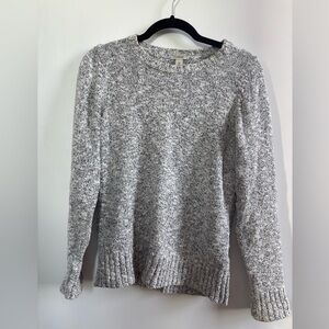 L.L. Bean Women's Marled White and Navy Sweater
